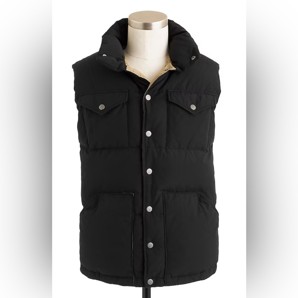 J. Crew Black Puffer Vest